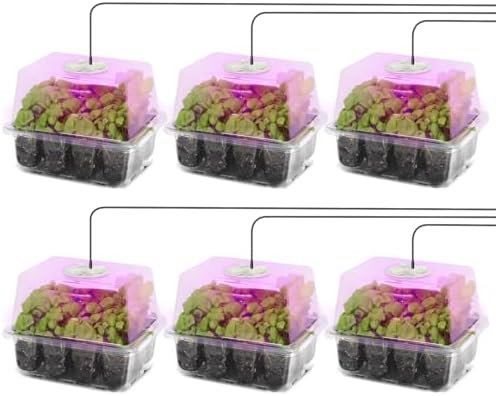 MIXC 6 Pack Seed Starter Kit with Grow Light, Humidity Dome, Transparent by MIXC