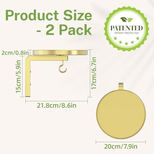 Plant Wall Hanger Holder Set of 2 for Indoor Outdoor, Gold - Image 2