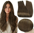 Full Shine Brown Weft Hair Extensions Human Hair 24 Inch Color #4 Medium Brown Sew In Bundles Human Hair Remy Hair Extensions for Thin Hair 105 Grams Hair Pieces by FullShine