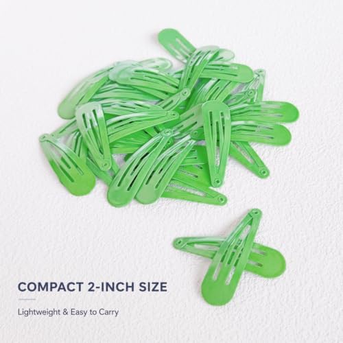 40 Counts Green Color Metal Snap Hair Clips 2 Inch Barrettes for Women Accessories - Image 3