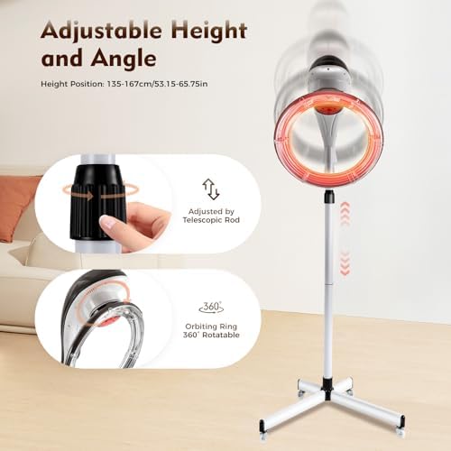 3-in-1 Orbital Rotating Hair Processor, Portable Removable Hood Dryer, Multifunctional Adjustable Hair Steamer, Vertical Professional Styling Infrared Hair Dryer, 950W for Salon Home Use, Gray - Image 4