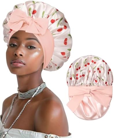 AWAYTR Double Layer Satin Bonnet for Women, Reversible Sleep Hair Wrap by AWAYTR