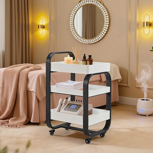 BarberPub 3-Tier Salon Trolley Cart with Locking Wheels Black 2085 - Image 2