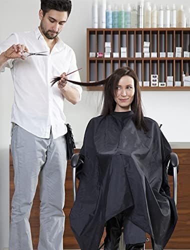 Professional Hair Cutting Cape with Neck Duster Brush, Large Size Salon Barber Cape for Men, Women and Kids(Black) - Image 4