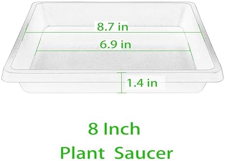 Square Plant Saucer 8 Inch 2 Pack, Saucers for Potted Plants and Water Catcher Tray, Planter Durable Plastic Trays, Plant Drip Trays and Flower Pot Saucers, Plant Saucers for Indoors and Outdoors - Image 2