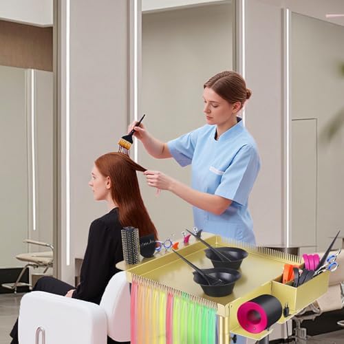 Salon Señor Gold Salon Rolling Tray Hair Extension Tray Cart - Image 3