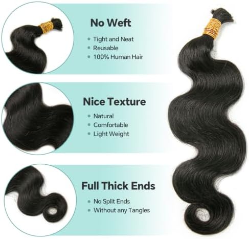 YWIGS Body Wave Human Braiding Hair for Boho Braids 50Grams NC 18inch - Image 2