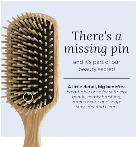 TEK | Rectangular Wooden Hair Brush Big with Short Rounded Teeth in Natural Ash Wood, Ideal for Detangling, Styling and Daily Care of Short to Medium-Lenght Hair | 22x6cm | Handmade in Italy - Image 6