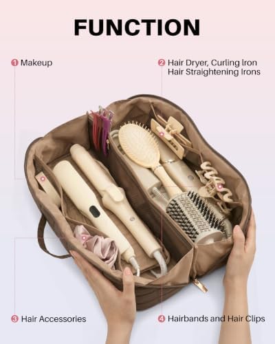 Hair Tools Travel Bag with Heat Resistant Mat, Taupe Brown - Image 2