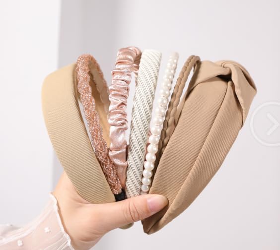 7 Pcs Headbands for Women Girls, Non Slip Cute Pearl Floral Padded Vintage Wide Fashion Multi-style Headbands for Girls - Image 2