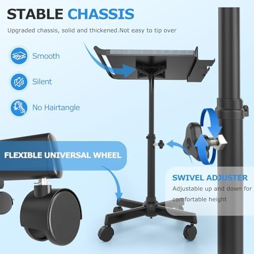 Hairstylist Tray on Wheels, Rolling Salon Tray with Holder and Hair Separator Stand, Salon Trolley Adjustable Tray with Storage Platform Dye Bowls and Tools for Hair Stylist - Image 3
