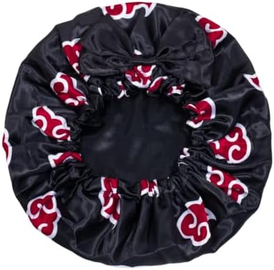 Red Cloud Satin Sleeping Mask Bonnet, Anime-Inspired Sleep Cap with Attached Eye Mask, Soft Silky Hair Cover for Women and Men - Image 4