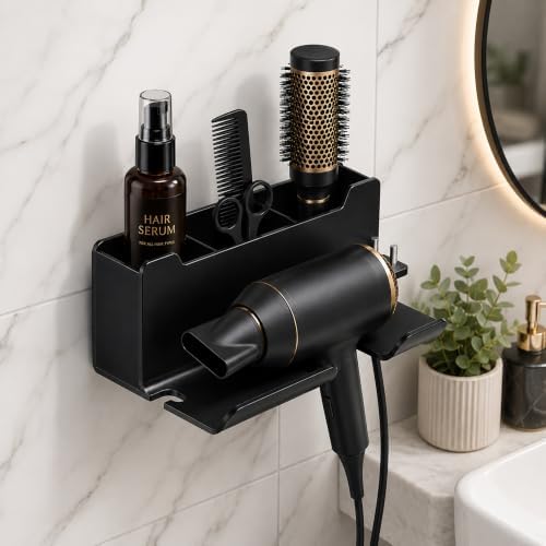 Hair Dryer Holder Wall Mounted, Blow Dryer Holder, Hair Tool Organizer - Image 3