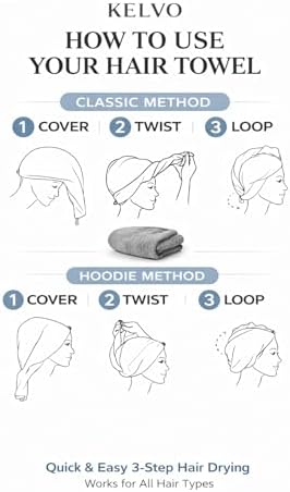 KELVO Microfiber Hair Towel Wrap for Women - Pack of 3, 350 GSM Super Absorbent Quick Dry Hair Turban, Anti-Frizz Head Wrap for Curly, Long & Thick Hair, Soft Hair Drying Towel (Pink, Mixed Style) - Image 3