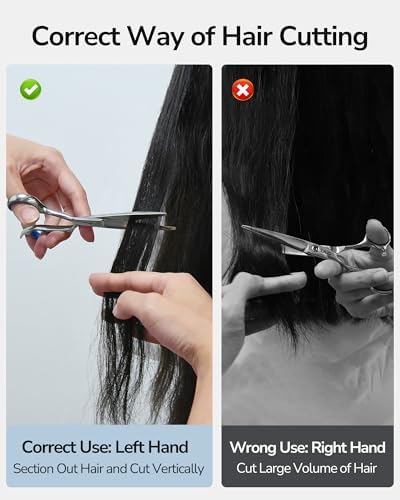 Hair Cutting Scissors, ULG Professional Hair Scissors 6.5” Left-Handed Razor Edge Barber Shears for Salon and Home Hair Cutting Made of Japanese Stainless Steel, Hand Sharpened Blue - Image 3