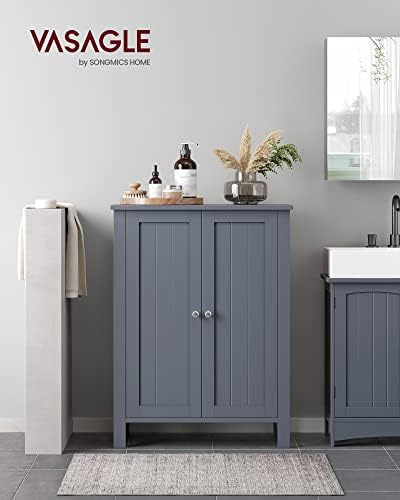 VASAGLE Bathroom Floor Storage Cabinet, 2 Adjustable Shelves,Slate Gray - Image 2