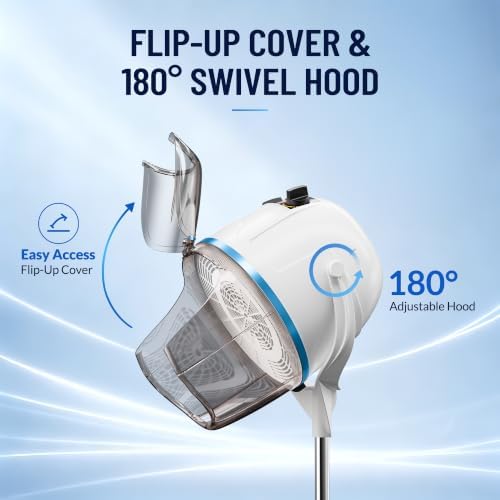 Hair Dryer, Professional Adjustable Hooded Floor Hair Bonnet Dryer Stand Up Hair Dryers with Rolling Base for Home Salon Spa Beauty Equipment, White - Image 4