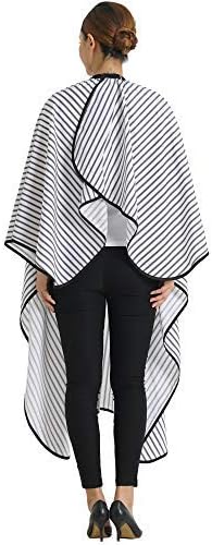 Professional Salon Cape Polyester Barber cape Hair Cut Cape,57”x66.8”,Black and White Stripes,C250023B-L - Image 2