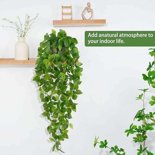 Waipfaru Fake Hanging Plants, 2Pcs Artificial Potted Plant Pothos - Image 4