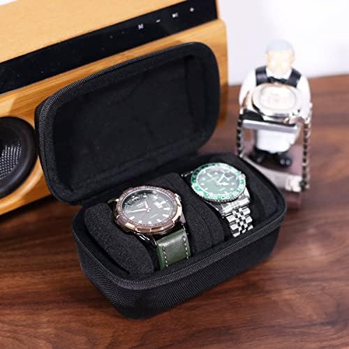 Watch Travel Case for Men and Women Portable Single Watch Storage box and Organizer for Wristwatches and Smart Watches (Black（2 slot）) - Image 2