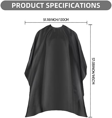 Omvoina Professional Hair Cutting Cape with Adjustable Snap Closure, Salon Barber Cape,Waterproof Hairdressing Salon Cape - 57" x 51"(Black) - Image 2