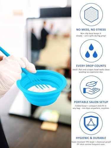 YOOVR 19pcs Hair Bleach Dye Kit with Hair Dye Brush, Bowl & Whisk (Blue) - Image 4