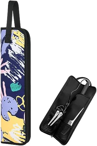 Beautyflier Universal Curling Iron Travel Case, Canvas Heat-Resistant Curling & Flat Iron Holder Travel Case, Hot Curling Iron Holder for Hair Tools Travel Bag or Daily Use (Color Graffiti) by Beautyflier