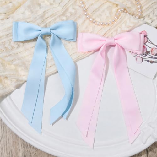 6PCS Multicolor Hair Bows, Large Ribbon Bow Hair Clips for Girls Women Cute Ponytail Holder Accessories for Toddlers Kids Teens - Image 7