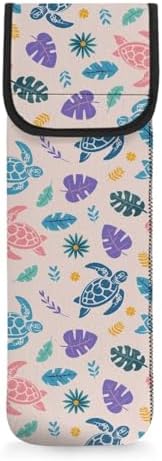 Curling Iron Travel Case Black Cow Print Heat Resistant Neoprene Pouch for Curling Iron Flat Iron Hair Straightener Storage Bag Portable Hot Tools Bag Turtle Leaf by Unknown