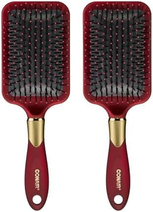 Conair Velvet Touch Hairbrush for Thick Hair, Detangler Brush with Nylon Bristles, Color May Vary, 1 Count (Pack of 2) by conair