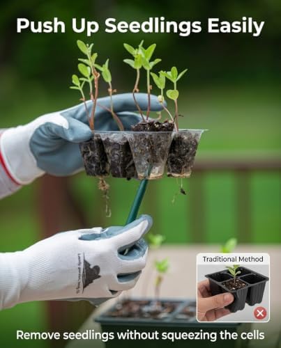 Gardzen 10 Pack Push-Up Seed Starting Tray, Pop Up Plant Germination Trays, Seed Starter Kit with Adjustable Humidity Vented Dome, 6.6" x 4.5", Total 120-Cell, Clear - Image 2