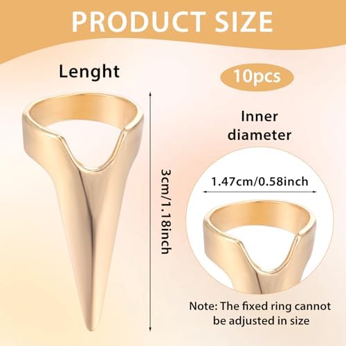 10 Pcs Finger Sectioning Tool for Hair, Stainless Steel Stitch Braid Tool for Braiding Curling Extension, Hair Parting Rings (Gold & Silver) - Image 2