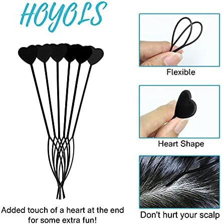 Hoyols 12pcs Quick Topsy Tail Hair Beader for Braiding Beads on Braids, Loop Threader and Braider for Kids Girls, Ponytail Hair Styling Maker Set of 12 - Black - Image 3