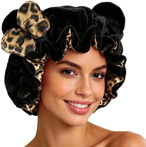 Cute Bear Ears Bow Bonnet Adjustable Sleep Cap Women Large by Unknown
