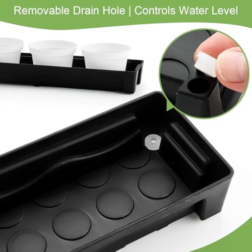 RooTrimmer 10 Pack Plastic Windowsill Saucer (17"x3"x1.5"), Rectangular Window Sill Plant Pot Trays with Removable Drainage Hole, Thick Plant Saucer Tray for 2.8 inch (7CM) Flower Nursery Pots (Black) - Image 4