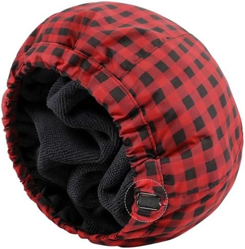 Shower Cap for Men Red Plaid Bath Cap, Reversible Large Waterproof Adjustable Shower Caps Terry Lining & Elastic Band Stretch Hem Hair Hat by AILEAM