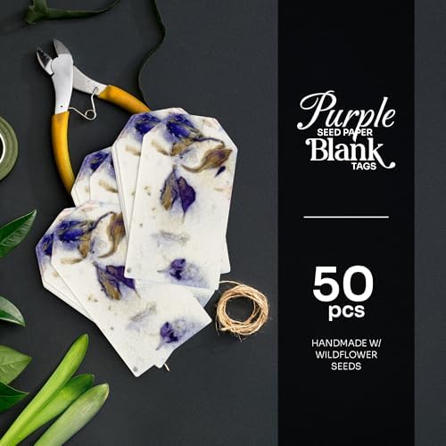 50 Purple Plantable Seed Paper Tags with Wildflower Seeds - Image 2