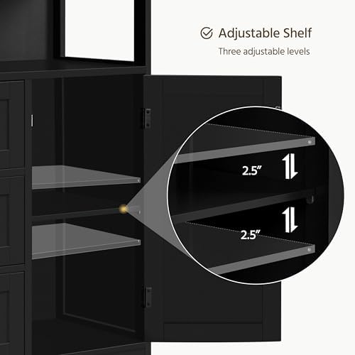 Yaheetech Large Freestanding Bathroom Storage Cabinet with 3 Drawers, Black - Image 4