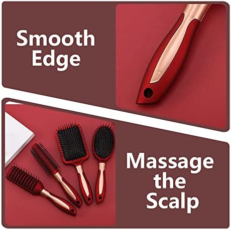 4 Pcs Hair Brush Set, Includes Anti-Static Massage Oval Comb, Detangling Brush, Round Hair Brush, Vented Hair Brush, for Women, Men, and Kids - Image 4