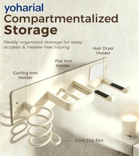 Wall Mount Hair Dryer Holder, No-Drill Hair Styling Tool Organizer - Image 4