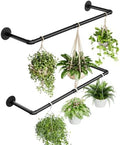 Galood 2Pc Hanging Planters for Indoor Plants Plant Hanger Indoor Hanging Plant Holder Black Metal Rod(Pot/Chain/Plant not Included by Bamworld