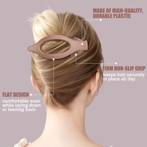 Flat Hair Clips for Women - 6 PCS French Flat Claw Clips Medium Hair Clips for Girls Large Hair Claw Clips for Thick or Thin Hair Strong Hold No Slip Hair Accessories for women (Brown Scarlet) - Image 5