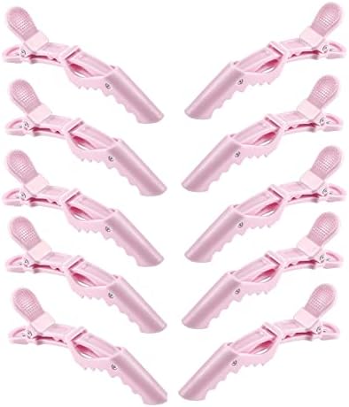 10pcs/set Multicolor Croc Clips Transparent Plastic Hairdresser Clip Hair Styling Sectioning Barrettes Professional Non Slip Alligator Clips Salon DIY Accessories Hairpins (10pcs-Light Pink) - Image 3