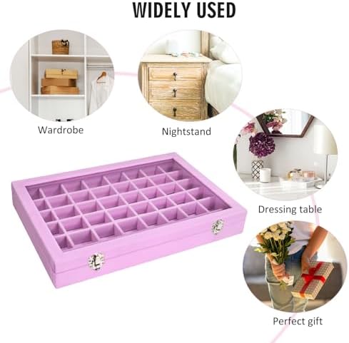 Vicoter 48 Grid Velvet Earring Organizer Tray with Lid for Rings - Image 6