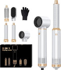 5 in 1 Hair Dryer Brush Set, High Speed Hot Air Styler with Auto Wrap Curlers, Blow Dryer Brush for Drying Curling Straightening, Frizz-Free Volume Styling Tools (Platinum) by Bokexing