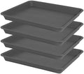VUWEZ 4 Pack Plant Saucer Tray Rectangular, Plant Saucers for Indoors, Heavy Sturdy Plastic Plant Drainage Trays, Plant Drip Trays for Pots, Seed Starter Growing Tray (11 x 9 inch, Gray) by VUWEZ