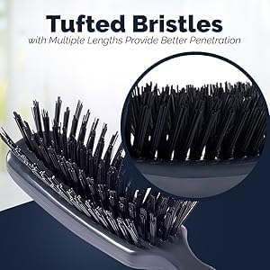 Stanley Commander for Her Hairbrush – Detangling Brush for Wet or Dry Hair – Nylon Bristles Reduce Frizz – Scalp Massager Hair Brush for Thick, Thin, Curly, Straight Hair (Black) - Image 6