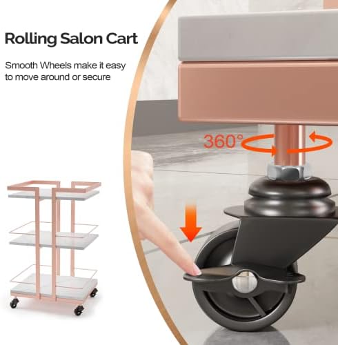 Esthetician Cart with Wheels Utility Salon Rolling Trolley, Mobile Storage Organizer for Beauty Spa Cosmetology Massage, Tattoo Manicure Facial Tool Holder Station - Image 4