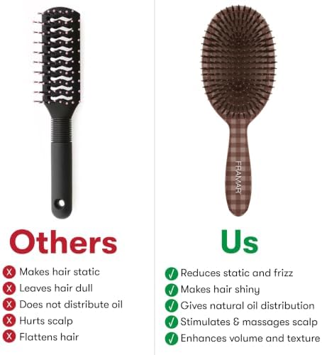 FRAMAR Soft Boar Bristle Hair Brush – Slick Back Brush, Boar Bristle Brush - Image 5