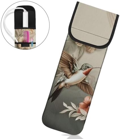 Generic Ohuysud Hummingbird Print Curling Iron Organizer Bag Neoprene Curling Iron Straightener Holder Bag for Hair Tools Travel Storage Cover Case Pouch for Home Travel - Image 2